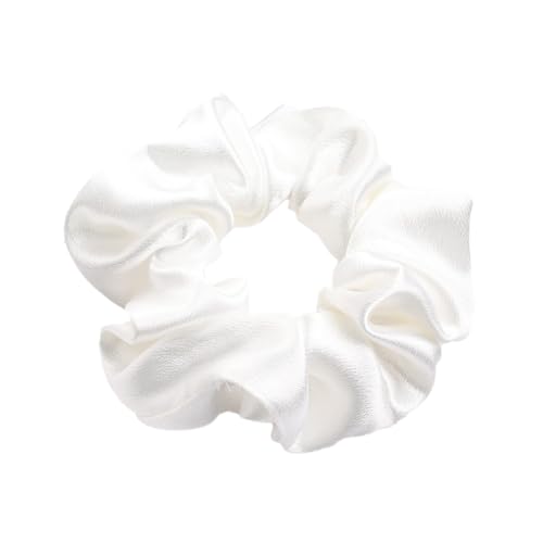 3 Stück Damen Satin Haargummi Haarringe Gummibänder Haarband Elastische Haarseil Kopfbedeckung Pferdeschwanzhalter Scrunchies Haarschmuck für Frauen Mädchen Tägliches Tragen,Weiß von Wambere