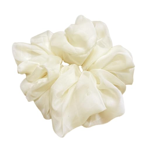3 Stück Haar Haarbänder Haargummis Haarschmuck Chiffon Organza Haarringe Haargummi Groß Halt Elastische Haarwackeln für Mädchen & Damen,Weiß von Wambere