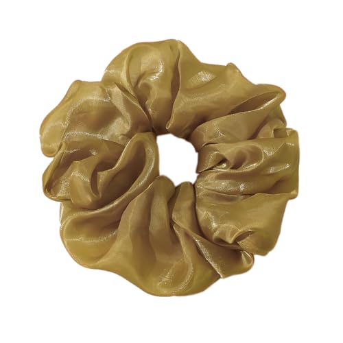 3 Stück Haar Haargummis Haarschmuck Chiffon Organza Haarringe Haargummi Groß Halt Elastische Haarwackeln für Mädchen & Damen,Gold von Wambere