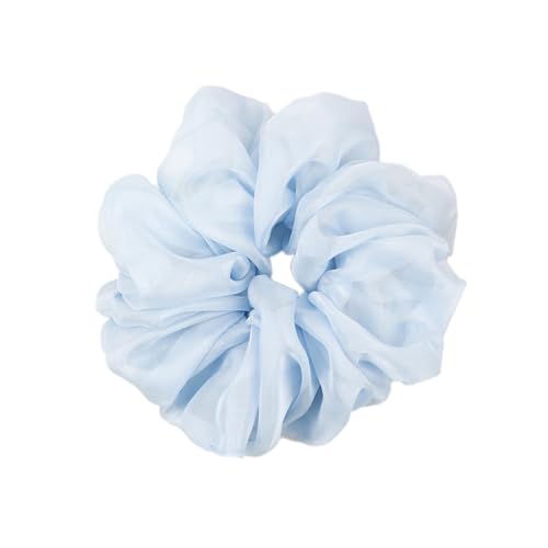 3 Stück Haar Haargummis Haarschmuck Chiffon Organza Haarringe Haargummi Groß Halt Elastische Haarwackeln für Mädchen & Damen,Hellblau von Wambere