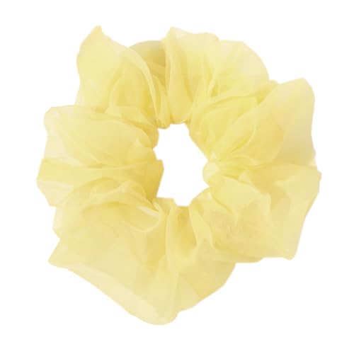 3 Stück Haar Haargummis Haarschmuck Chiffon Organza Haarringe Haargummi Groß Halt Elastische Haarwackeln für Mädchen & Damen,Helles Gelb von Wambere