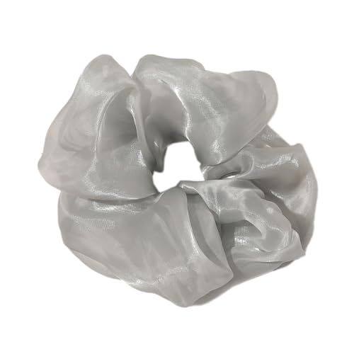 3 Stück Haar Haargummis Haarschmuck Chiffon Organza Haarringe Haargummi Groß Halt Elastische Haarwackeln für Mädchen & Damen,Hellgrau von Wambere