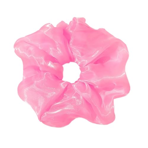 3 Stück Haar Haargummis Haarschmuck Chiffon Organza Haarringe Haargummi Groß Halt Elastische Haarwackeln für Mädchen & Damen,Hellrosa B von Wambere