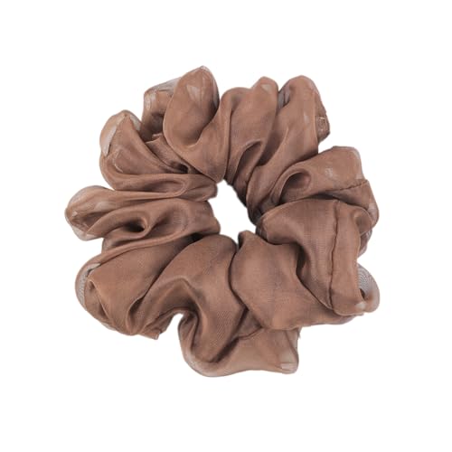 3 Stück Haar Haargummis Haarschmuck Chiffon Organza Haarringe Haargummi Groß Halt Elastische Haarwackeln für Mädchen & Damen,Kaffeefarbe von Wambere