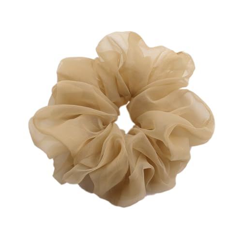 3 Stück Haar Haargummis Haarschmuck Chiffon Organza Haarringe Haargummi Groß Halt Elastische Haarwackeln für Mädchen & Damen,Leichter Kaffee von Wambere