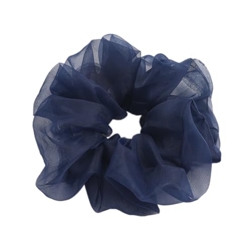 3 Stück Haar Haargummis Haarschmuck Chiffon Organza Haarringe Haargummi Groß Halt Elastische Haarwackeln für Mädchen & Damen,Marineblau B von Wambere