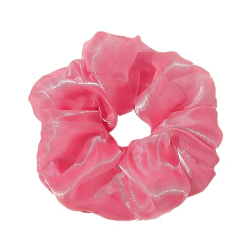 3 Stück Haar Haargummis Haarschmuck Chiffon Organza Haarringe Haargummi Groß Halt Elastische Haarwackeln für Mädchen & Damen,Rosenrot von Wambere