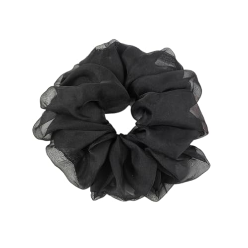 3 Stück Haar Haargummis Haarschmuck Chiffon Organza Haarringe Haargummi Groß Halt Elastische Haarwackeln für Mädchen & Damen,Schwarz A von Wambere