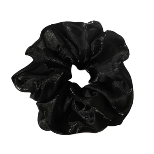 3 Stück Haar Haargummis Haarschmuck Chiffon Organza Haarringe Haargummi Groß Halt Elastische Haarwackeln für Mädchen & Damen,Schwarz D von Wambere