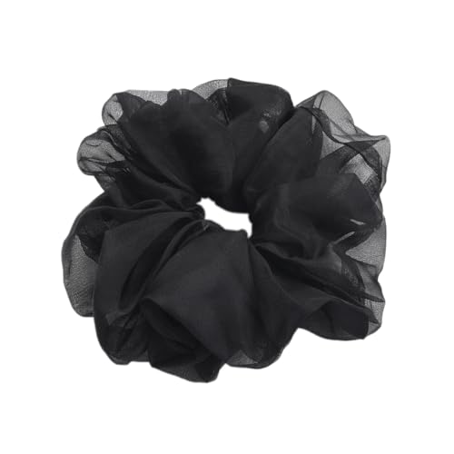 3 Stück Haar Haargummis Haarschmuck Chiffon Organza Haarringe Haargummi Groß Halt Elastische Haarwackeln für Mädchen & Damen,Schwarz von Wambere