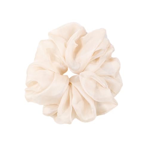 3 Stück Haar Haargummis Haarschmuck Chiffon Organza Haarringe Haargummi Groß Halt Elastische Haarwackeln für Mädchen & Damen,Sekt von Wambere