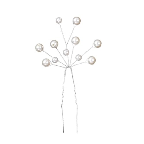 3 Stück Haarnadel in U-Form mit Perlen,Hochzeit Braut Haarnadeln Frauen Haarspangen Damen Haarklammer Kopfbedeckung Kopfschmuck Haarschmuck für Hochzeit Party Geburtstag Bankett,Weiß von Wambere