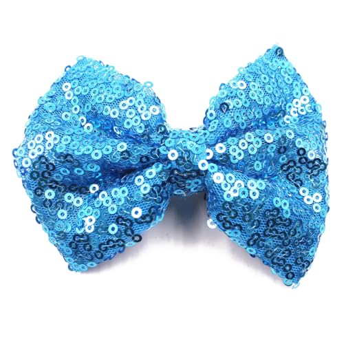 3 Stück Haarspange mit Paillettenschleife,Damen Haarnadelschleife Glitzer Schleifen Haarspangen Haarschmuck Haarclips Haarklammern Kopfbedeckung Kopfschmuck für Weihnachten Party,Seeblau von Wambere