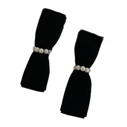 3 Stück Perlen Schleifen Haarnadel Mini Haarnadelschleife Haarschmuck Haarschleife Haarspangen Entenschnabelklammer Haarclips Kopfbedeckung Hair Accessories für Damen Mädchen,Schwarz von Wambere