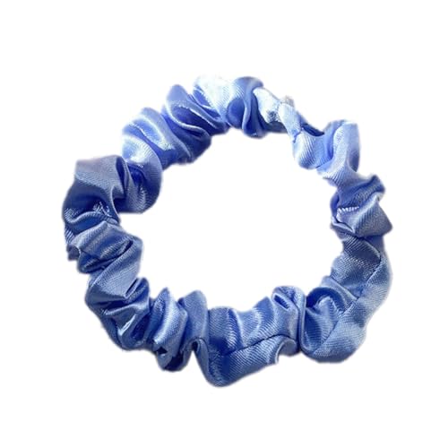 3 Stück Satin Haargummis, Damen Haare Ringe Scrunchies Klein Stoff Haargummis Haargummi Weich Elastisch Silk Skrunschis Groß für Mädchen Damen,Blau von Wambere