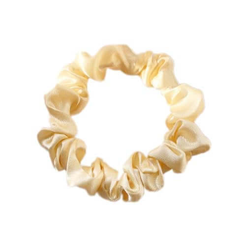 3 Stück Satin Haargummis, Damen Haare Ringe Scrunchies Klein Stoff Haargummis Haargummi Weich Elastisch Silk Skrunschis Groß für Mädchen Damen,Creme farben von Wambere