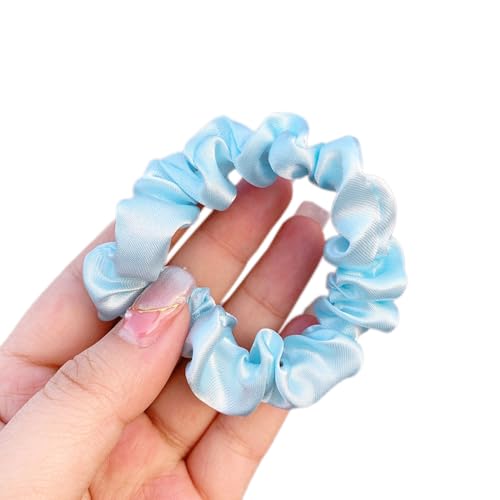 3 Stück Satin Haargummis, Damen Haare Ringe Scrunchies Klein Stoff Haargummis Haargummi Weich Elastisch Silk Skrunschis Groß für Mädchen Damen,Hellblau von Wambere