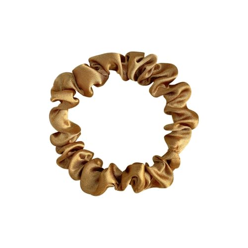 3 Stück Satin Haargummis, Damen Haare Ringe Scrunchies Klein Stoff Haargummis Haargummi Weich Elastisch Silk Skrunschis Groß für Mädchen Damen,Hellbraun von Wambere