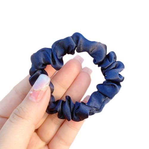 3 Stück Satin Haargummis, Damen Haare Ringe Scrunchies Klein Stoff Haargummis Haargummi Weich Elastisch Silk Skrunschis Groß für Mädchen Damen,Navy blau von Wambere