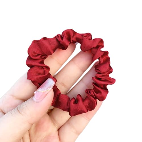 3 Stück Satin Haargummis, Damen Haare Ringe Scrunchies Klein Stoff Haargummis Haargummi Weich Elastisch Silk Skrunschis Groß für Mädchen Damen,Rot von Wambere
