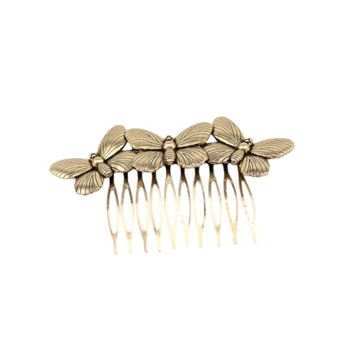 3 Stück Vintage Haarkamm Metall Haarseitenkämme Haarspange Kopfschmuck Haarkämme Haarschmuck Hochzeits Haarschmuck Haarspangen Brautschmuck für Frauen und Mädchen Tägliches Tragen,Dunkelgold C von Wambere