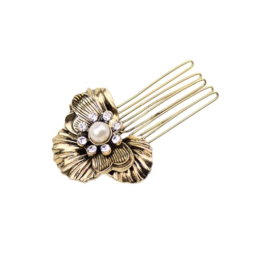 3 Stück Vintage Haarkamm Metall Haarseitenkämme Haarspange Kopfschmuck Haarkämme Haarschmuck Hochzeits Haarschmuck Haarspangen Brautschmuck für Frauen und Mädchen Tägliches Tragen,Dunkelgold F von Wambere