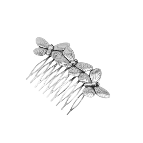 3 Stück Vintage Haarkamm Metall Haarseitenkämme Haarspange Kopfschmuck Haarkämme Haarschmuck Hochzeits Haarschmuck Haarspangen Brautschmuck für Frauen und Mädchen Tägliches Tragen,Dunkelsilber C von Wambere