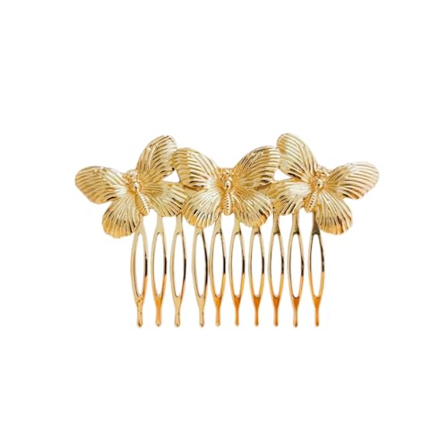3 Stück Vintage Haarkamm Metall Haarseitenkämme Haarspange Kopfschmuck Haarkämme Haarschmuck Hochzeits Haarschmuck Haarspangen Brautschmuck für Frauen und Mädchen Tägliches Tragen,Gold C von Wambere