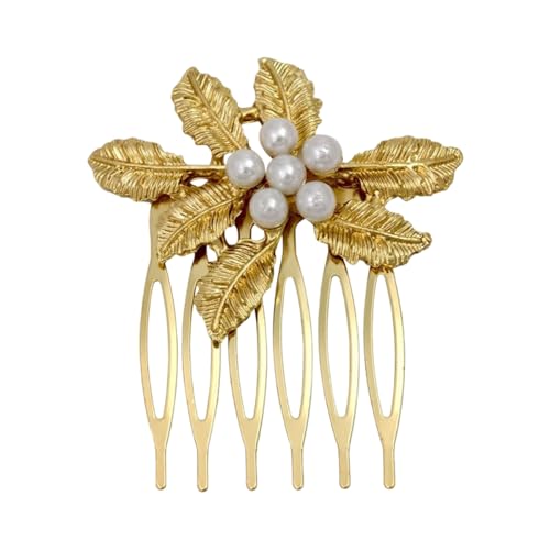 3 Stück Vintage Haarkamm Metall Haarseitenkämme Haarspange Kopfschmuck Haarkämme Haarschmuck Hochzeits Haarschmuck Haarspangen Brautschmuck für Frauen und Mädchen Tägliches Tragen,Gold D von Wambere