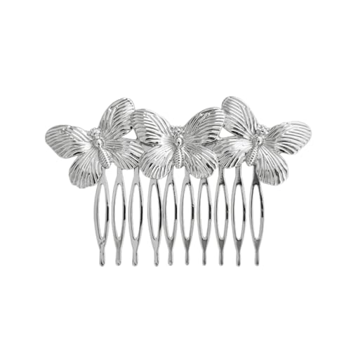 3 Stück Vintage Haarkamm Metall Haarseitenkämme Haarspange Kopfschmuck Haarkämme Haarschmuck Hochzeits Haarschmuck Haarspangen Brautschmuck für Frauen und Mädchen Tägliches Tragen,Silber C von Wambere