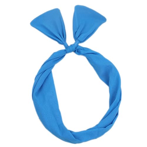 3 Stück Vintage Haarreif mit Schleife Damen Stirnband mit Draht Kopfband Haarbänder Hasenohren Stirnbänder Haarband Haarschmuck Kopfbedeckung für Frauen Mädchen Tägliches Tragen,Blau von Wambere