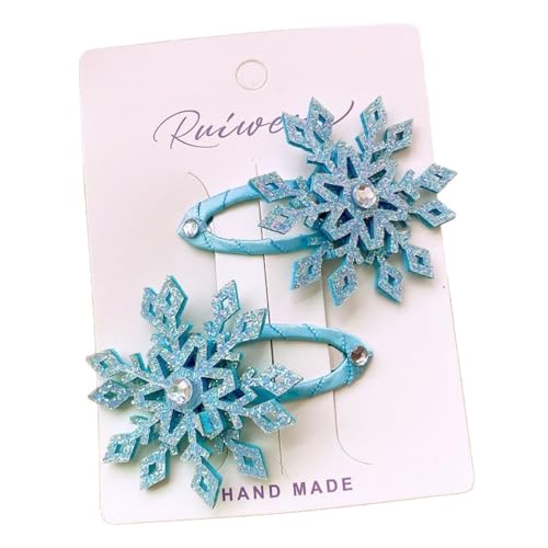 4 Paar Schneeflocken Haarspangen Weihnachtlicher Haarschmuck Damen Haarnadeln Mit Strasssteinen Rutschfest Haarklemmen Haar Accessoires Kopfschmuck für Hochzeit Weihnachten,Blau A von Wambere