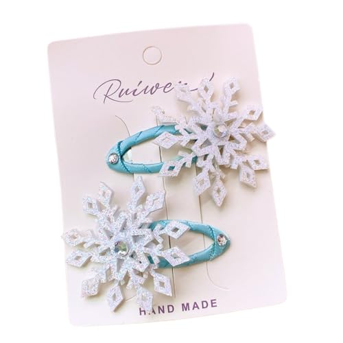 4 Paar Schneeflocken Haarspangen Weihnachtlicher Haarschmuck Damen Haarnadeln Mit Strasssteinen Rutschfest Haarklemmen Haar Accessoires Kopfschmuck für Hochzeit Weihnachten,Weiß A von Wambere