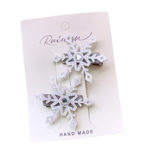 4 Paar Schneeflocken Haarspangen Weihnachtlicher Haarschmuck Damen Haarnadeln Mit Strasssteinen Rutschfest Haarklemmen Haar Accessoires Kopfschmuck für Hochzeit Weihnachten,Weiß B von Wambere
