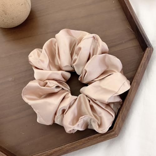 4 Stück Damen Elastische Haargummi Scrunchie Pferdeschwanzhalter Haarband Haar Gummibänder Haarbänder Haarseil Zopfgummis Haarschmuckfür Frauen Mädchen für Tägliches Tragen,Champagner von Wambere