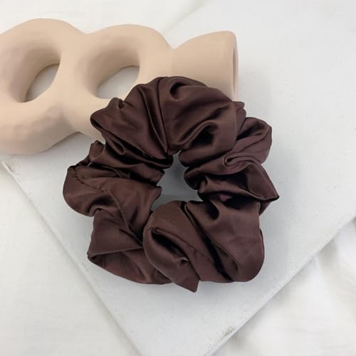 4 Stück Damen Elastische Haargummi Scrunchie Pferdeschwanzhalter Haarband Haar Gummibänder Haarbänder Haarseil Zopfgummis Haarschmuckfür Frauen Mädchen für Tägliches Tragen,Kaffee von Wambere