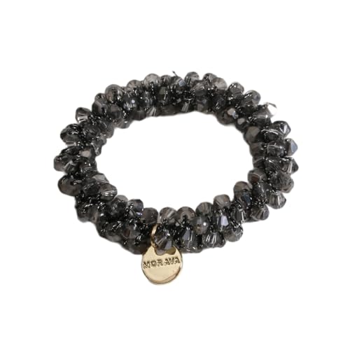 4 Stück Damen Haargummis Perlen Kristallen Haargummi Elastisches Haarseil Haarband Scrunchies Zopfgummi Gummibänder Haarschmuck Pferdeschwanzhalter Haarbänder Frauen Kopfschmuck,Dunkelgrau von Wambere