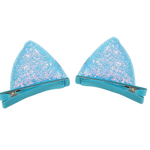 4 Paar Damen Haarspangen Katzenohren Haarnadel Entenschnabelklammer Haarklammer Kopfbedeckung Rutschfest Glitzer Hairclip Haarschmuck für Frauen Mädchen Geburtstag Party Bankett,Blau von Wambere