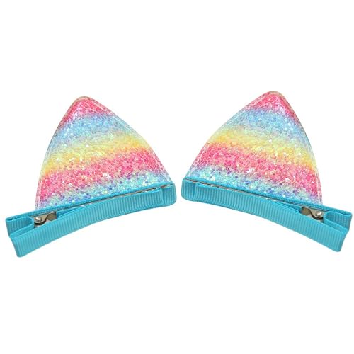 4 Paar Damen Haarspangen Katzenohren Haarnadel Entenschnabelklammer Haarklammer Kopfbedeckung Rutschfest Glitzer Hairclip Haarschmuck für Frauen Mädchen Geburtstag Party Bankett,Bunt B von Wambere