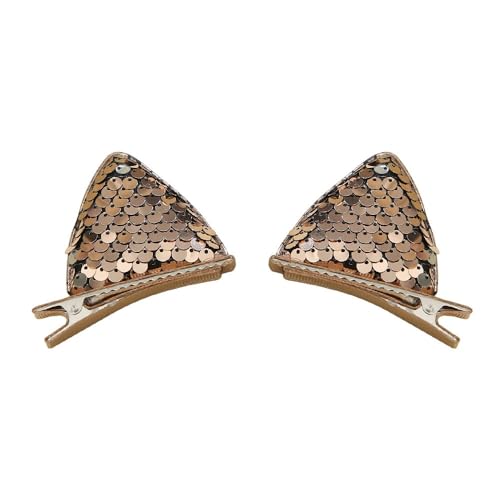 4 Stück Damen Haarspangen Katzenohren Pailletten Haarnadel Haarklammer Entenschnabelklammer Rutschfest Kopfbedeckung Glitzer Hairclip Haarschmuck für Hochzeit Party Geburtstag,Khaki von Wambere