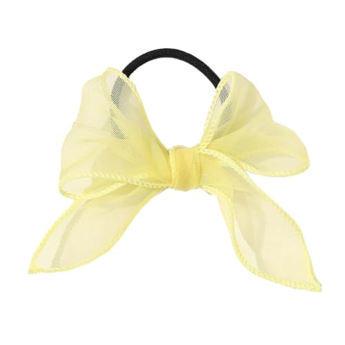 4 Stück Damen Organza Schleife Haargummi Haarschleifen Haarring Haarseil Haarschnur Elastisches Stirnband Pferdeschwanzhalter Haarband Haarschmuck Kopfbedeckung für Frau Mädchen,Gelb von Wambere