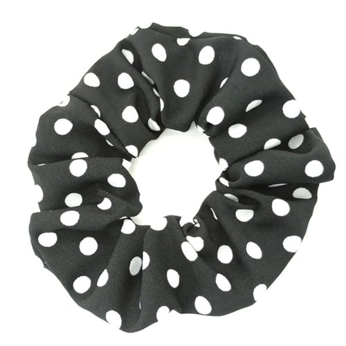 4 Stück Damen Polka Dot Haargummi Haarringe Gummibänder Elastische Haarseil Haarschnur Haarschmuck Pferdeschwanzhalter Scrunchies Kopfbedeckung für Mädchen Frauen Tägliches Tragen,Schwarz von Wambere