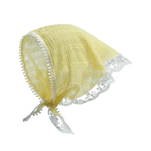 4 Stück Damen Stirnbänder Vintage Spitze Dreieckig Kopftuch Kopftüchern Boho Haarschmuck Haarbänder Dreieckstuch Haarschal Haarband Kopfbedeckung Kopftüchern für Tägliches Tragen,Gelb von Wambere