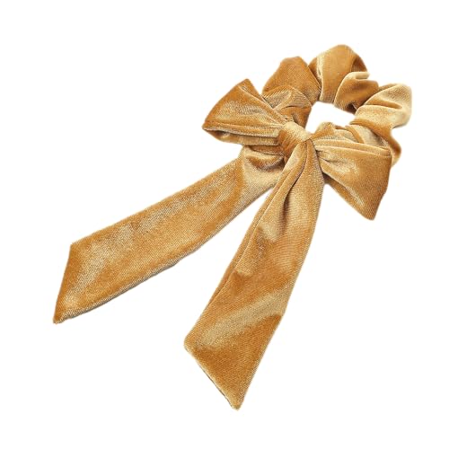 4 Stück Haar Haargummis,Samtschleife Haarschleifen Elastische Haarbänder Bogen Haargummis Pferdeschwanzhalter Haarschmuck Haargummi für Damen Mädchen Urlaub Geburtstag Party Hochzeit,Gold von Wambere