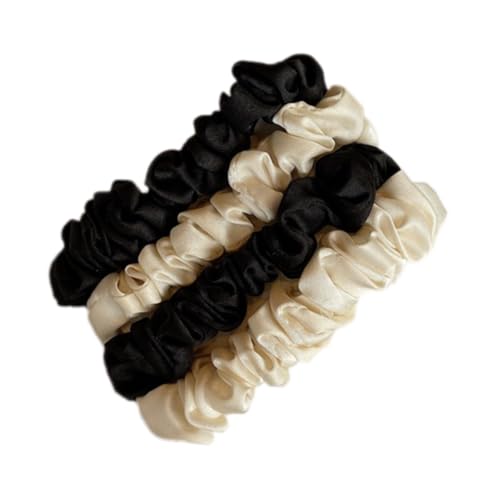 4 Stück Haargummi Damen, Satin Haargummis Damen Haare Ringe Scrunchies Weiche Elastische Silk Pferdeschwanzhalter Klein Stoff Haargummis für Damen Frauen Mädchen Haarschmuck,Farbe D von Wambere