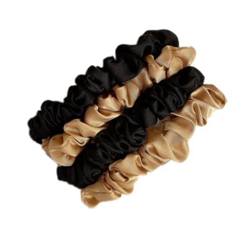 4 Stück Haargummi Damen, Satin Haargummis Damen Haare Ringe Scrunchies Weiche Elastische Silk Pferdeschwanzhalter Klein Stoff Haargummis für Damen Frauen Mädchen Haarschmuck,Farbe E von Wambere