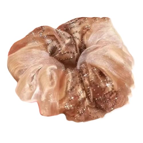 4 Stück Haargummi Damen Organza Haargummi Dickdarm Haarband Haarringe Elastische Gummibänder Haarseil Scrunchies Pferdeschwanzhalter Haarbänder Frauen Haarschmuck Kopfschmuck,Champagner von Wambere
