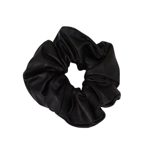 4 Stück PU Leder Haargummi Damen Dickdarm Haarband Elastische Gummibänder Stirnband Haarringe Haarschmuck Haarschnur Haarseil Kopfbedeckung Pferdeschwanzhalter Kopfschmuck,Schwarz von Wambere