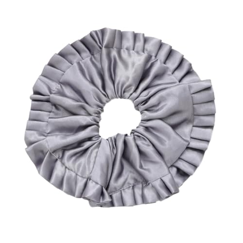 4 Stück Rüschen Haargummi Damen Dickdarm Haarband Einfarbiges Haarband Elastische Gummibänder Haargummis Haarseil Scrunchies Pferdeschwanzhalter Frauen Haarschmuck Kopfbedeckung,Grau von Wambere