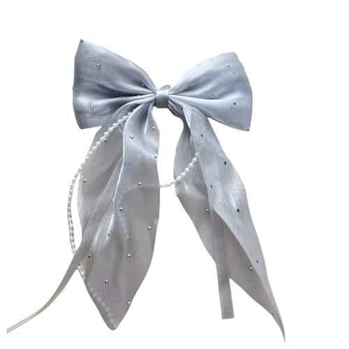 4 Stück Schleife Haarnadel Mit Perlen Haarschleife Haarspange Damen Haarnadelschleife Haarklammern Haarschmuck Bogen Haarnadel Haar Accessoires für Hochzeit Party Weihnachten,Grau von Wambere